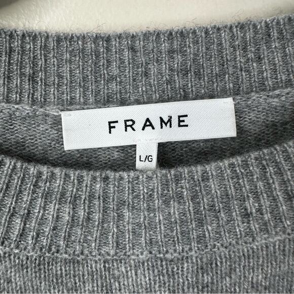 FRAME Cashmere Kennedy Sweater Womens Large Gris Heather Gray Flutter Sleeve - Picture 5 of 7